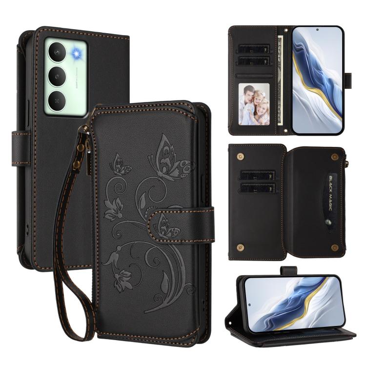 Butterfly Love Flower Multi-card Zipper Wallet Leather Phone Case, For Realme P4 5G, For Realme 15T 5G Global, For Realme C71 4G India, For Realme 15 5G / 15 Pro 5G, For Realme C71 4G Global, For Realme Neo7 Turbo, For Realme GT 7 5G India             ...