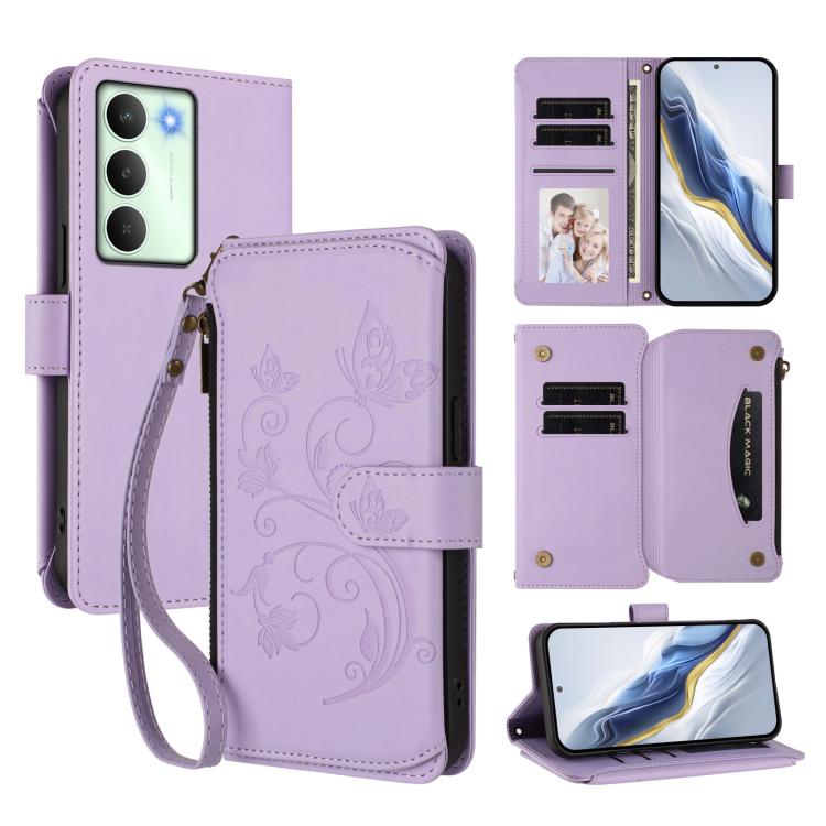 Butterfly Love Flower Multi-card Zipper Wallet Leather Phone Case, For Realme P4 5G, For Realme 15T 5G Global, For Realme C71 4G India, For Realme 15 5G / 15 Pro 5G, For Realme C71 4G Global, For Realme Neo7 Turbo, For Realme GT 7 5G India             ...