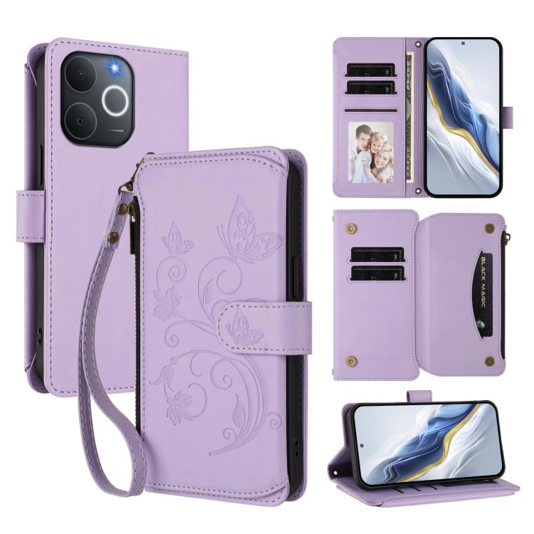 Butterfly Love Flower Multi-card Zipper Wallet Leather Phone Case, For Realme P4 5G, For Realme 15T 5G Global, For Realme C71 4G India, For Realme 15 5G / 15 Pro 5G, For Realme C71 4G Global, For Realme Neo7 Turbo, For Realme GT 7 5G India             ...