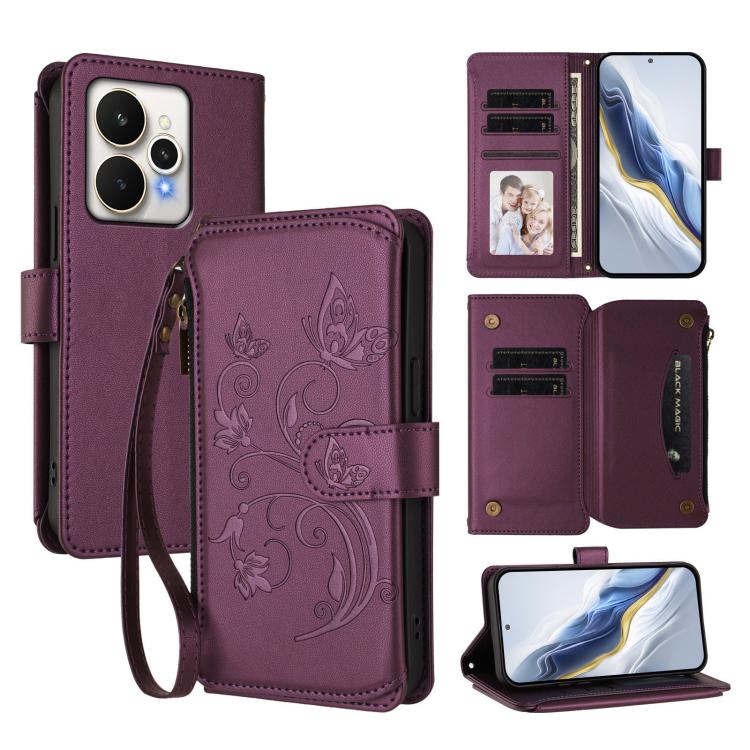 Butterfly Love Flower Multi-card Zipper Wallet Leather Phone Case, For Realme P4 5G, For Realme 15T 5G Global, For Realme C71 4G India, For Realme 15 5G / 15 Pro 5G, For Realme C71 4G Global, For Realme Neo7 Turbo, For Realme GT 7 5G India             ...