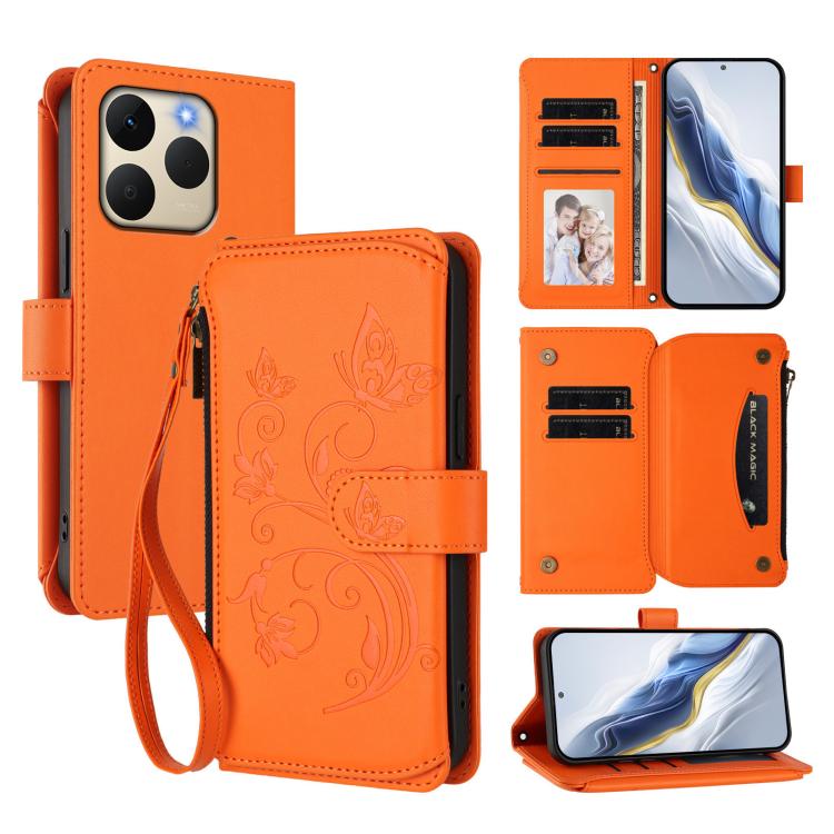 Butterfly Love Flower Multi-card Zipper Wallet Leather Phone Case, For Realme P4 5G, For Realme 15T 5G Global, For Realme C71 4G India, For Realme 15 5G / 15 Pro 5G, For Realme C71 4G Global, For Realme Neo7 Turbo, For Realme GT 7 5G India             ...