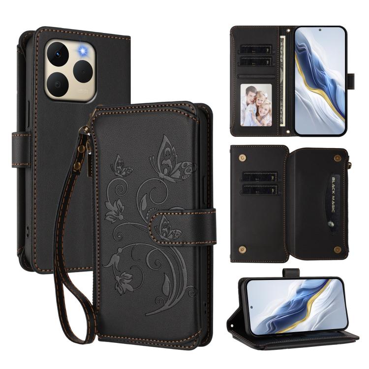 Butterfly Love Flower Multi-card Zipper Wallet Leather Phone Case, For Realme P4 5G, For Realme 15T 5G Global, For Realme C71 4G India, For Realme 15 5G / 15 Pro 5G, For Realme C71 4G Global, For Realme Neo7 Turbo, For Realme GT 7 5G India             ...
