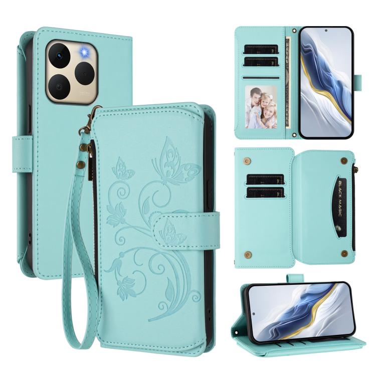 Butterfly Love Flower Multi-card Zipper Wallet Leather Phone Case, For Realme P4 5G, For Realme 15T 5G Global, For Realme C71 4G India, For Realme 15 5G / 15 Pro 5G, For Realme C71 4G Global, For Realme Neo7 Turbo, For Realme GT 7 5G India             ...