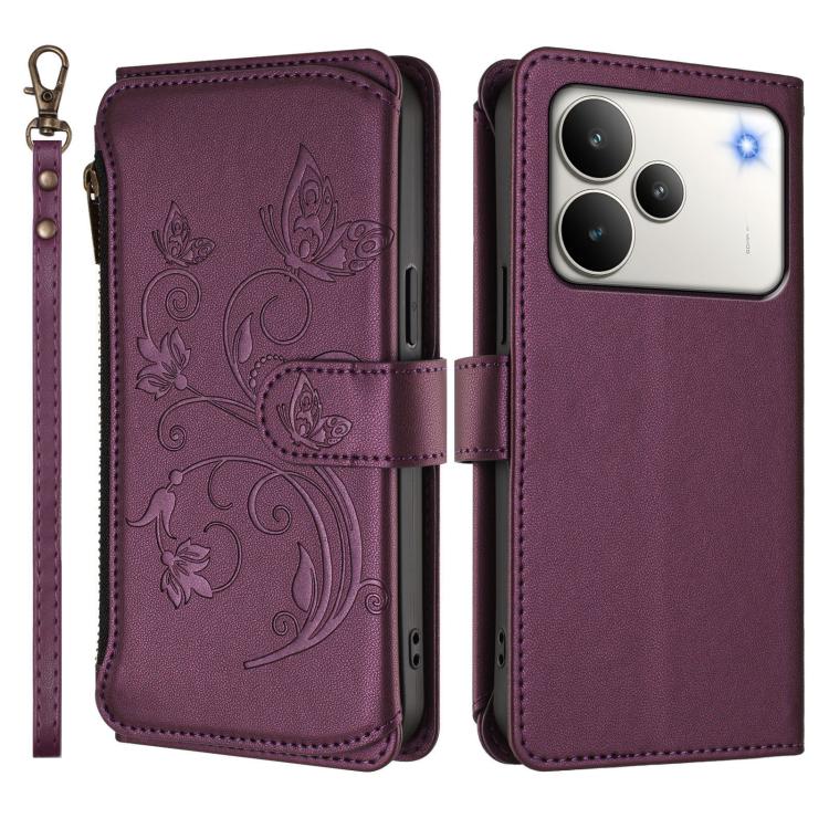 Butterfly Love Flower Multi-card Zipper Wallet Leather Phone Case, For Realme P4 5G, For Realme 15T 5G Global, For Realme C71 4G India, For Realme 15 5G / 15 Pro 5G, For Realme C71 4G Global, For Realme Neo7 Turbo, For Realme GT 7 5G India             ...