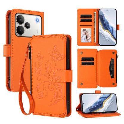 Butterfly Love Flower Multi-card Zipper Wallet Leather Phone Case, For Realme P4x 5G / OnePlus Nord CE6 Lite, For Realme 16T 5G Global, For Realme C100 / C85 5G Global / 15X 5G, For Realme P4 Power 4G, For Realme Note 80 4G Global, For Realme 16 5G Glo...