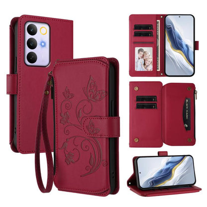 Butterfly Love Flower Multi-card Zipper Wallet Leather Phone Case, For Realme P4x 5G / OnePlus Nord CE6 Lite, For Realme 16T 5G Global, For Realme C100 / C85 5G Global / 15X 5G, For Realme P4 Power 4G, For Realme Note 80 4G Global, For Realme 16 5G Glo...