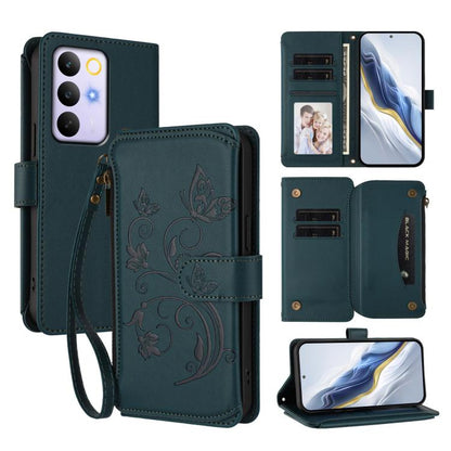 Butterfly Love Flower Multi-card Zipper Wallet Leather Phone Case, For Realme P4x 5G / OnePlus Nord CE6 Lite, For Realme 16T 5G Global, For Realme C100 / C85 5G Global / 15X 5G, For Realme P4 Power 4G, For Realme Note 80 4G Global, For Realme 16 5G Glo...