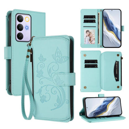 Butterfly Love Flower Multi-card Zipper Wallet Leather Phone Case, For Realme P4x 5G / OnePlus Nord CE6 Lite, For Realme 16T 5G Global, For Realme C100 / C85 5G Global / 15X 5G, For Realme P4 Power 4G, For Realme Note 80 4G Global, For Realme 16 5G Glo...