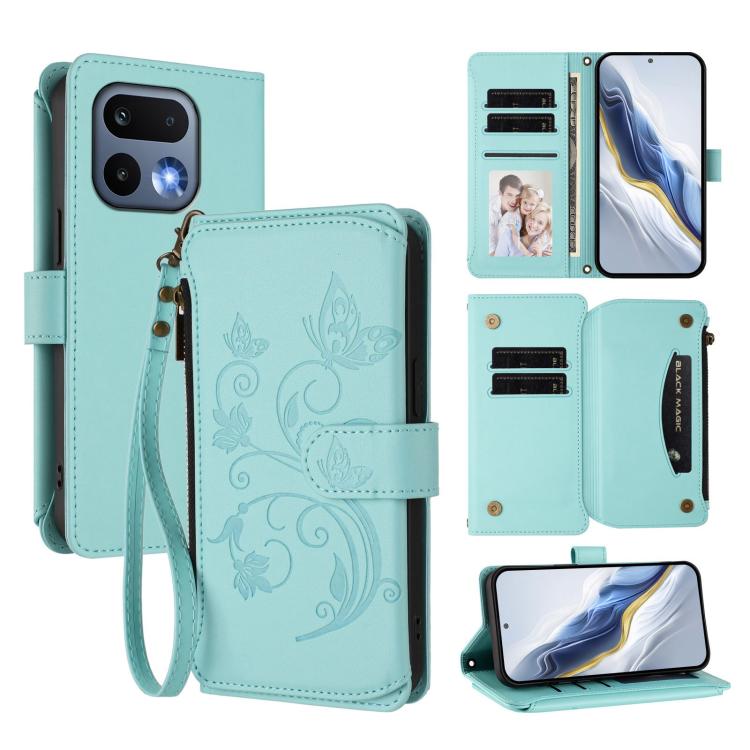 Butterfly Love Flower Multi-card Zipper Wallet Leather Phone Case, For Realme P4x 5G / OnePlus Nord CE6 Lite, For Realme 16T 5G Global, For Realme C100 / C85 5G Global / 15X 5G, For Realme P4 Power 4G, For Realme Note 80 4G Global, For Realme 16 5G Glo...