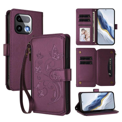 Butterfly Love Flower Multi-card Zipper Wallet Leather Phone Case, For Realme P4x 5G / OnePlus Nord CE6 Lite, For Realme 16T 5G Global, For Realme C100 / C85 5G Global / 15X 5G, For Realme P4 Power 4G, For Realme Note 80 4G Global, For Realme 16 5G Glo...
