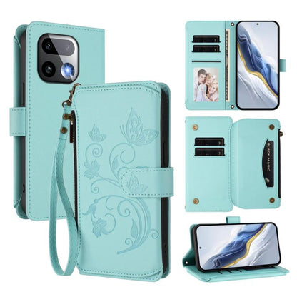 Butterfly Love Flower Multi-card Zipper Wallet Leather Phone Case, For Realme P4x 5G / OnePlus Nord CE6 Lite, For Realme 16T 5G Global, For Realme C100 / C85 5G Global / 15X 5G, For Realme P4 Power 4G, For Realme Note 80 4G Global, For Realme 16 5G Glo...