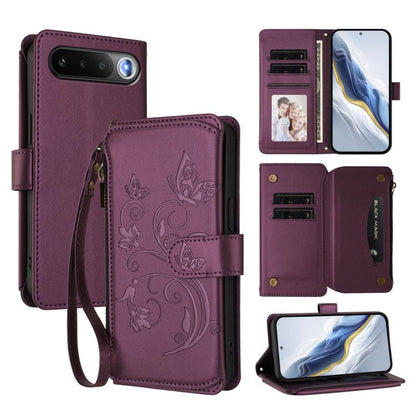 Butterfly Love Flower Multi-card Zipper Wallet Leather Phone Case, For Realme P4x 5G / OnePlus Nord CE6 Lite, For Realme 16T 5G Global, For Realme C100 / C85 5G Global / 15X 5G, For Realme P4 Power 4G, For Realme Note 80 4G Global, For Realme 16 5G Glo...