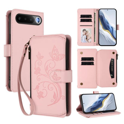 Butterfly Love Flower Multi-card Zipper Wallet Leather Phone Case, For Realme P4x 5G / OnePlus Nord CE6 Lite, For Realme 16T 5G Global, For Realme C100 / C85 5G Global / 15X 5G, For Realme P4 Power 4G, For Realme Note 80 4G Global, For Realme 16 5G Glo...