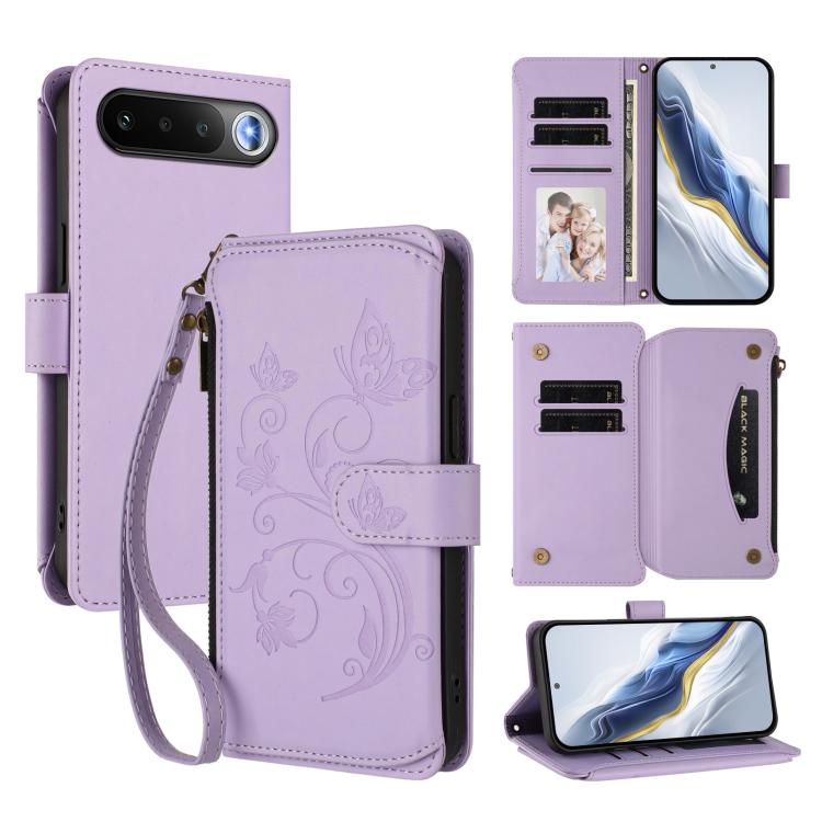 Butterfly Love Flower Multi-card Zipper Wallet Leather Phone Case, For Realme P4x 5G / OnePlus Nord CE6 Lite, For Realme 16T 5G Global, For Realme C100 / C85 5G Global / 15X 5G, For Realme P4 Power 4G, For Realme Note 80 4G Global, For Realme 16 5G Glo...