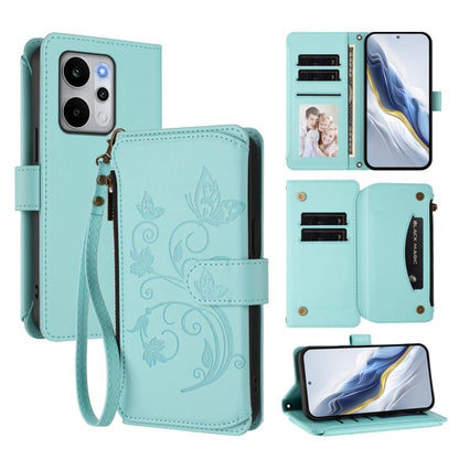 Butterfly Love Flower Multi-card Zipper Wallet Leather Phone Case, For Realme P4x 5G / OnePlus Nord CE6 Lite, For Realme 16T 5G Global, For Realme C100 / C85 5G Global / 15X 5G, For Realme P4 Power 4G, For Realme Note 80 4G Global, For Realme 16 5G Glo...