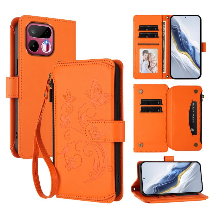 Butterfly Love Flower Multi-card Zipper Wallet Leather Phone Case, For Realme P4x 5G / OnePlus Nord CE6 Lite, For Realme 16T 5G Global, For Realme C100 / C85 5G Global / 15X 5G, For Realme P4 Power 4G, For Realme Note 80 4G Global, For Realme 16 5G Glo...