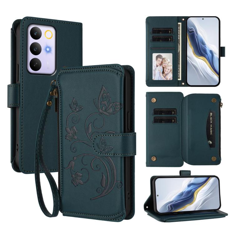 Butterfly Love Flower Multi-card Zipper Wallet Leather Phone Case, For Realme P4x 5G / OnePlus Nord CE6 Lite, For Realme 16T 5G Global, For Realme C100 / C85 5G Global / 15X 5G, For Realme P4 Power 4G, For Realme Note 80 4G Global, For Realme 16 5G Glo...