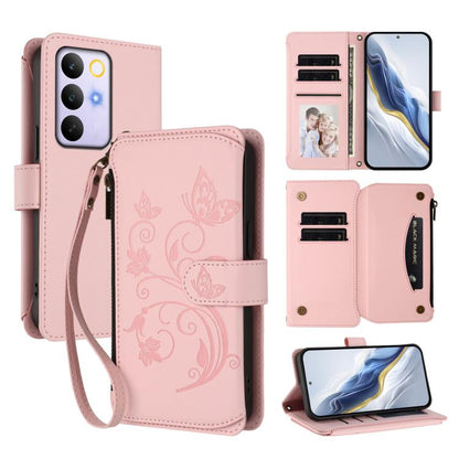 Butterfly Love Flower Multi-card Zipper Wallet Leather Phone Case, For Realme P4x 5G / OnePlus Nord CE6 Lite, For Realme 16T 5G Global, For Realme C100 / C85 5G Global / 15X 5G, For Realme P4 Power 4G, For Realme Note 80 4G Global, For Realme 16 5G Glo...