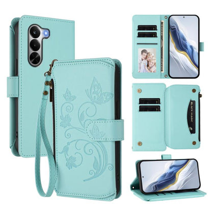 Butterfly Love Flower Multi-card Zipper Wallet Leather Phone Case, For Realme P4x 5G / OnePlus Nord CE6 Lite, For Realme 16T 5G Global, For Realme C100 / C85 5G Global / 15X 5G, For Realme P4 Power 4G, For Realme Note 80 4G Global, For Realme 16 5G Glo...