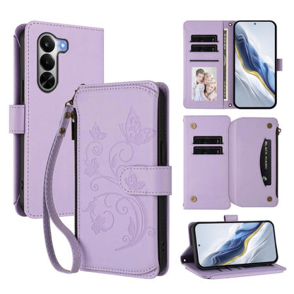 Butterfly Love Flower Multi-card Zipper Wallet Leather Phone Case, For Realme P4x 5G / OnePlus Nord CE6 Lite, For Realme 16T 5G Global, For Realme C100 / C85 5G Global / 15X 5G, For Realme P4 Power 4G, For Realme Note 80 4G Global, For Realme 16 5G Glo...