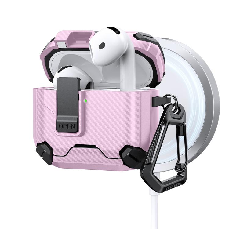 Two Color MagSafe Magnetic Holder Carbon Fiber Pattern Earphone Case