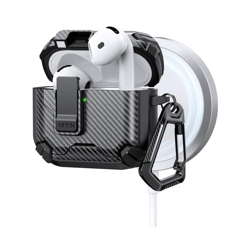 Two Color MagSafe Magnetic Holder Carbon Fiber Pattern Earphone Case
