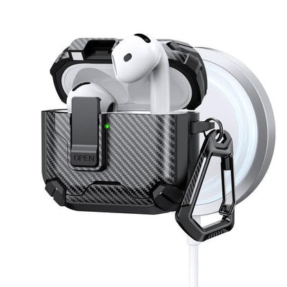 Two Color MagSafe Magnetic Holder Carbon Fiber Pattern Earphone Case