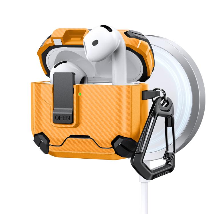 Two Color MagSafe Magnetic Holder Carbon Fiber Pattern Earphone Case