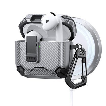 Two Color MagSafe Magnetic Holder Carbon Fiber Pattern Earphone Case