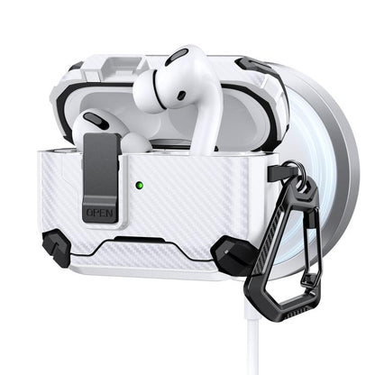 Two Color MagSafe Magnetic Holder Carbon Fiber Pattern Earphone Case