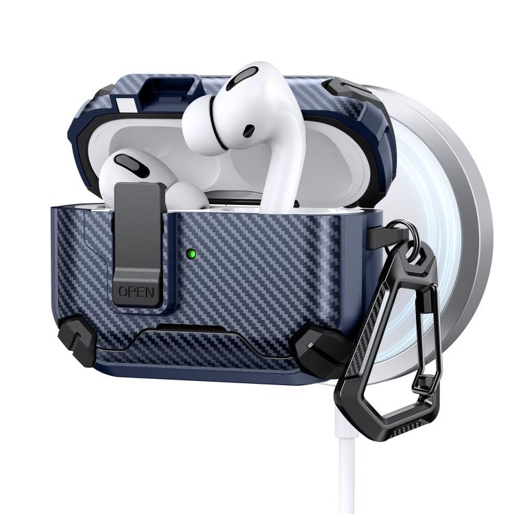 Two Color MagSafe Magnetic Holder Carbon Fiber Pattern Earphone Case