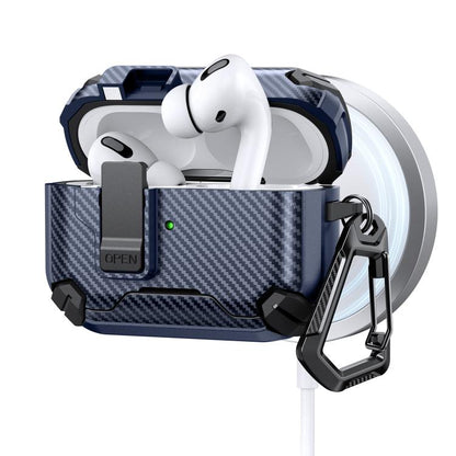 Two Color MagSafe Magnetic Holder Carbon Fiber Pattern Earphone Case