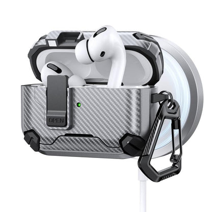 Two Color MagSafe Magnetic Holder Carbon Fiber Pattern Earphone Case