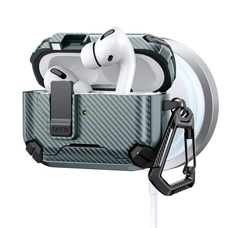 Two Color MagSafe Magnetic Holder Carbon Fiber Pattern Earphone Case