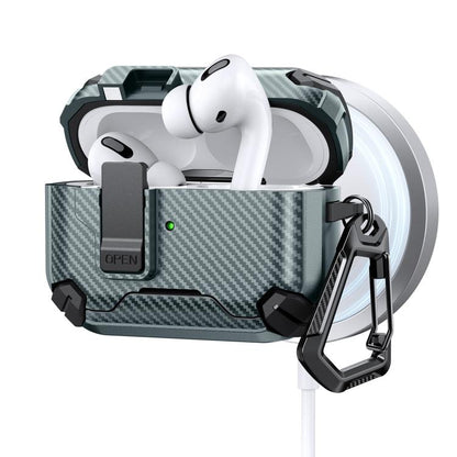 Two Color MagSafe Magnetic Holder Carbon Fiber Pattern Earphone Case