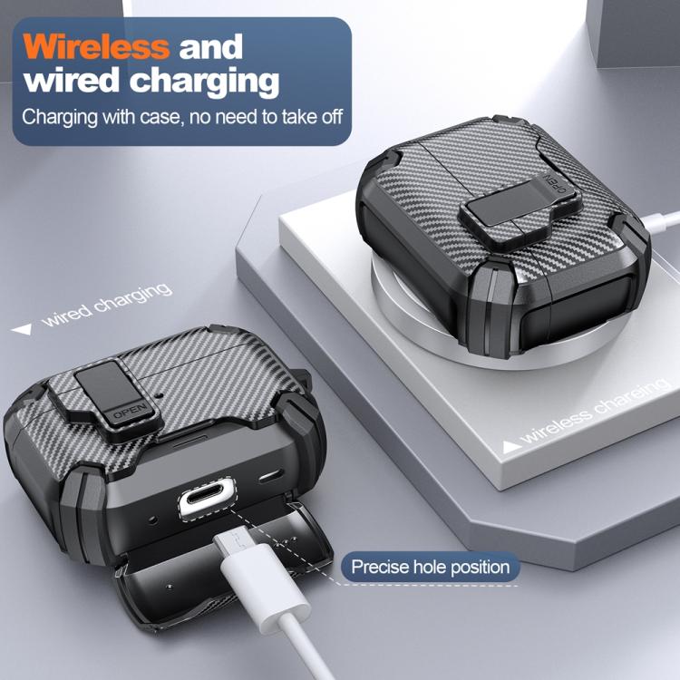 Two Color MagSafe Magnetic Holder Carbon Fiber Pattern Earphone Case