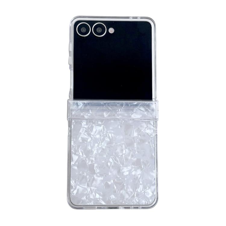 Three-piece Set Pearlescent Shell Texture Phone Case, For Galaxy Z Flip8 5G, For Samsung Galaxy Z Flip7 5G