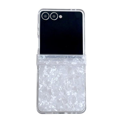 Three-piece Set Pearlescent Shell Texture Phone Case, For Galaxy Z Flip8 5G, For Samsung Galaxy Z Flip7 5G