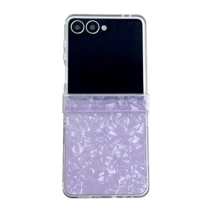 Three-piece Set Pearlescent Shell Texture Phone Case, For Galaxy Z Flip8 5G, For Samsung Galaxy Z Flip7 5G