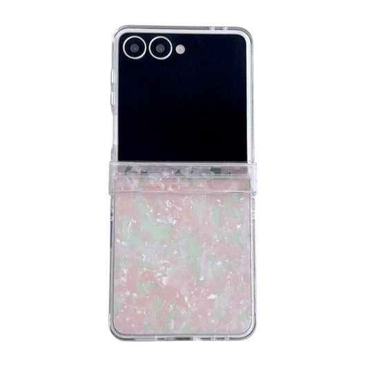 Three-piece Set Pearlescent Shell Texture Phone Case, For Galaxy Z Flip8 5G, For Samsung Galaxy Z Flip7 5G