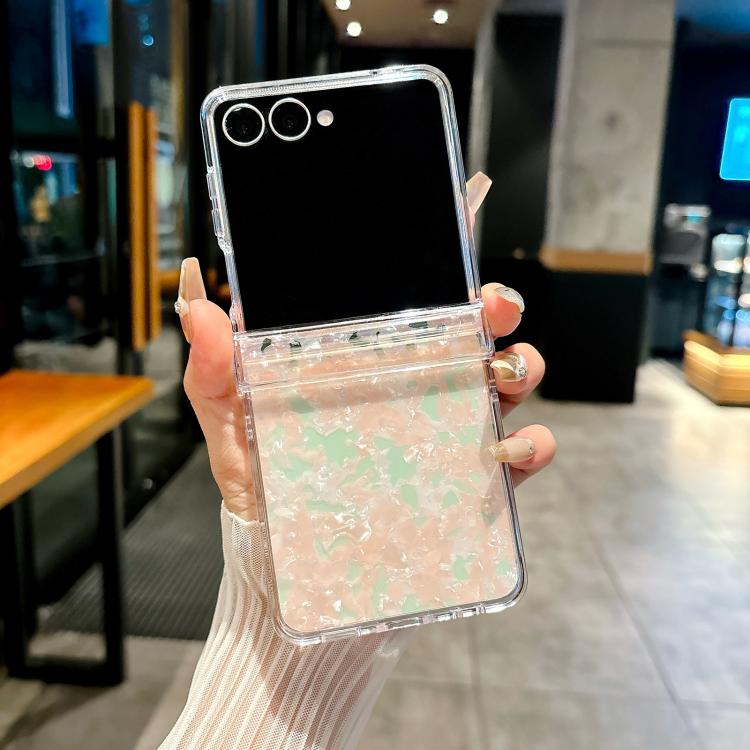 Three-piece Set Pearlescent Shell Texture Phone Case, For Galaxy Z Flip8 5G, For Samsung Galaxy Z Flip7 5G