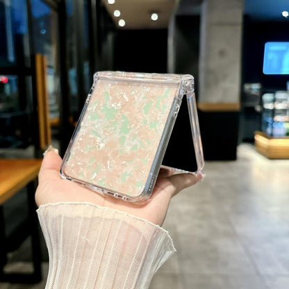 Three-piece Set Pearlescent Shell Texture Phone Case, For Galaxy Z Flip8 5G, For Samsung Galaxy Z Flip7 5G