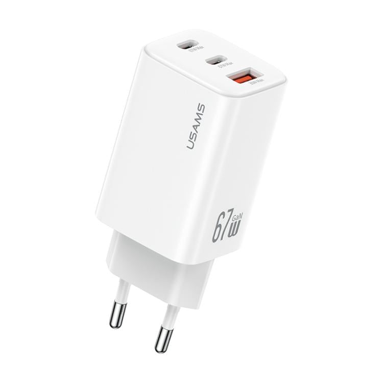 USAMS CC265 67W GaN 2 x Type-C, USB Triple-port Mini Fast Charger, CC265