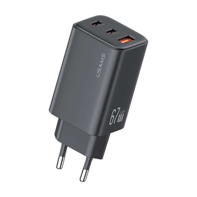 USAMS CC265 67W GaN 2 x Type-C, USB Triple-port Mini Fast Charger, CC265