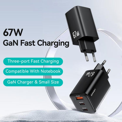 USAMS CC265 67W GaN 2 x Type-C, USB Triple-port Mini Fast Charger, CC265