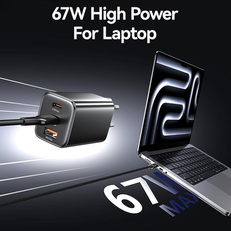 USAMS CC265 67W GaN 2 x Type-C, USB Triple-port Mini Fast Charger, CC265