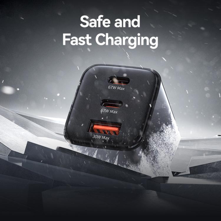 USAMS CC265 67W GaN 2 x Type-C, USB Triple-port Mini Fast Charger, CC265