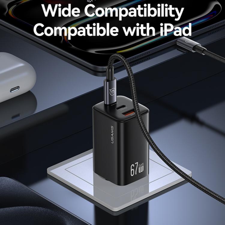 USAMS CC265 67W GaN 2 x Type-C, USB Triple-port Mini Fast Charger, CC265