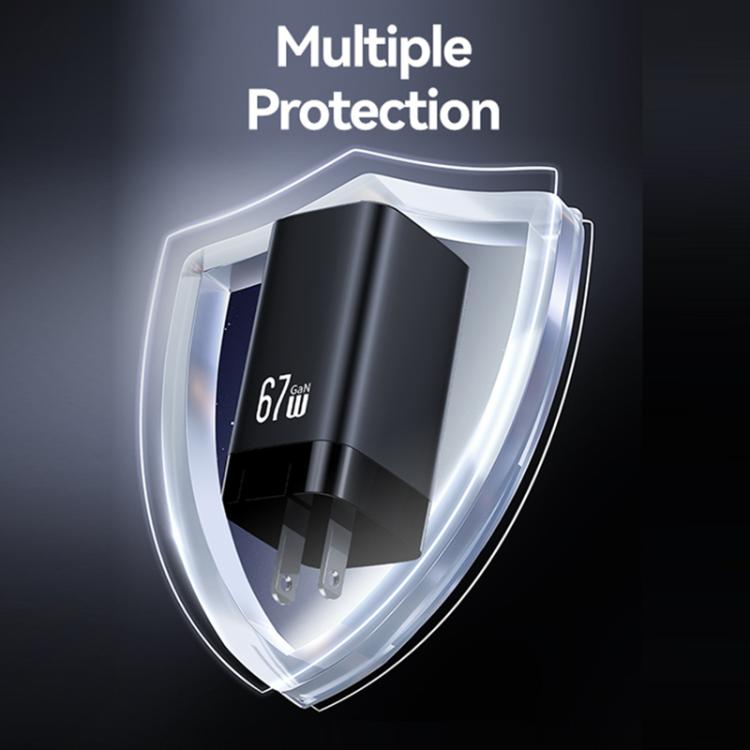 USAMS CC265 67W GaN 2 x Type-C, USB Triple-port Mini Fast Charger, CC265