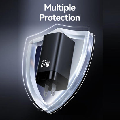 USAMS CC265 67W GaN 2 x Type-C, USB Triple-port Mini Fast Charger, CC265